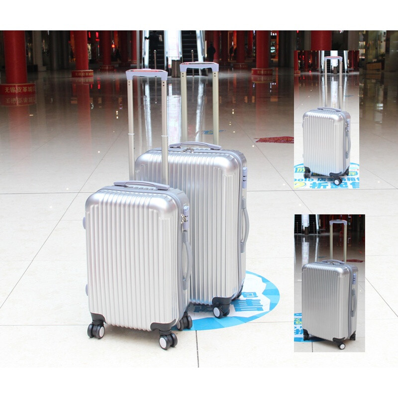 騰彩行李箱 拉桿箱萬向輪旅行箱20登機(jī)箱男女箱包24寸托運(yùn)箱子E1 光面銀色 24寸